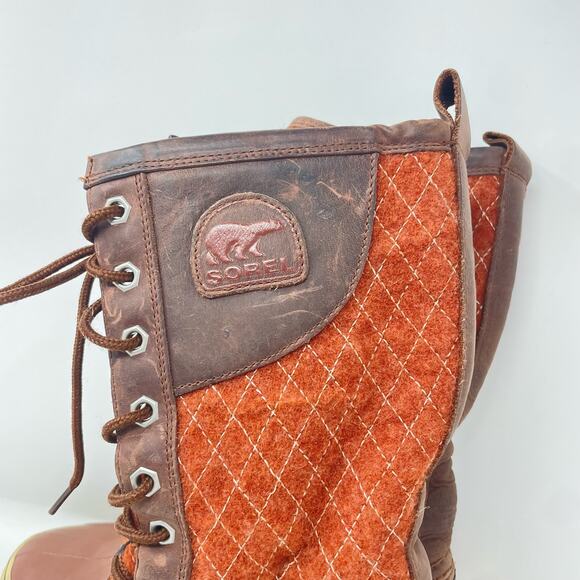 Sorel Tall Quilted Lace Up Top Rubber Bottom Winter Snow Water Boots sz. 8 - Picture 7 of 8